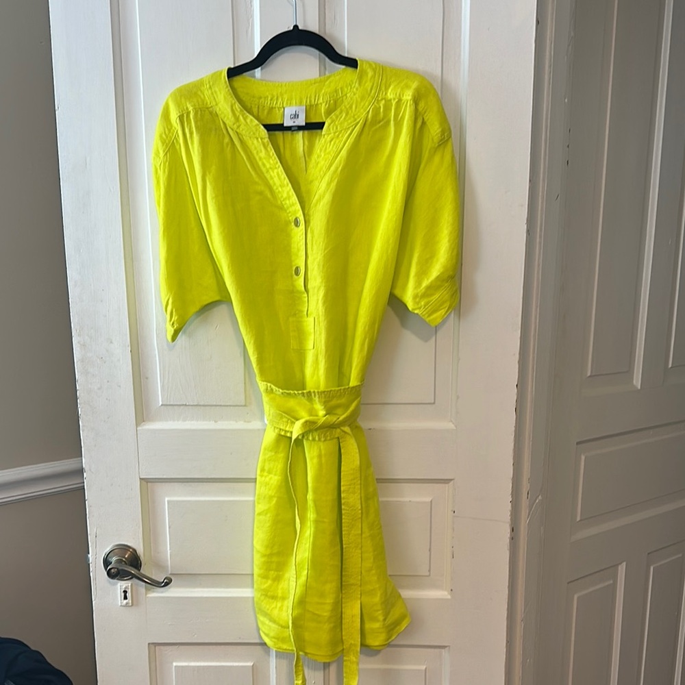 Bright Yellow Button-detail Dress